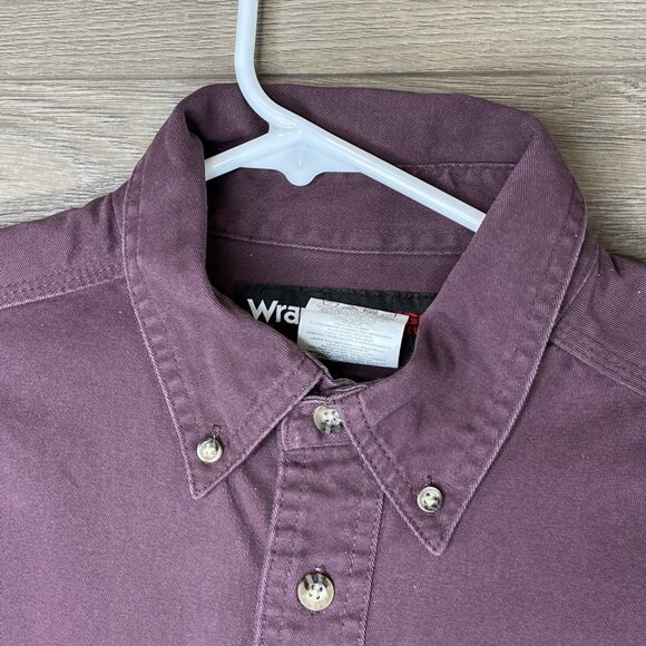 Wrangler Riggs Workwear Button Down Shirt Mens Large Button Up Pocket Purple - Picture 6 of 8